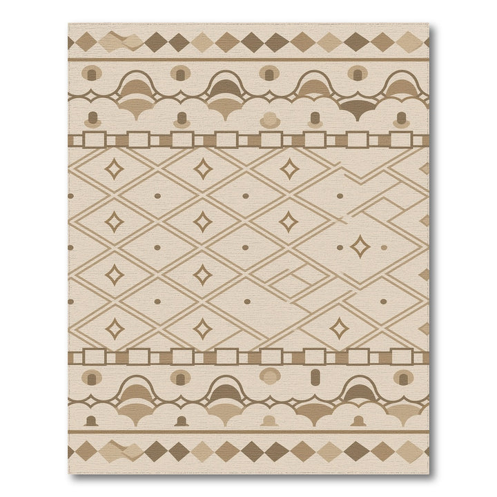 Beige Geometric Lattice Area Rug