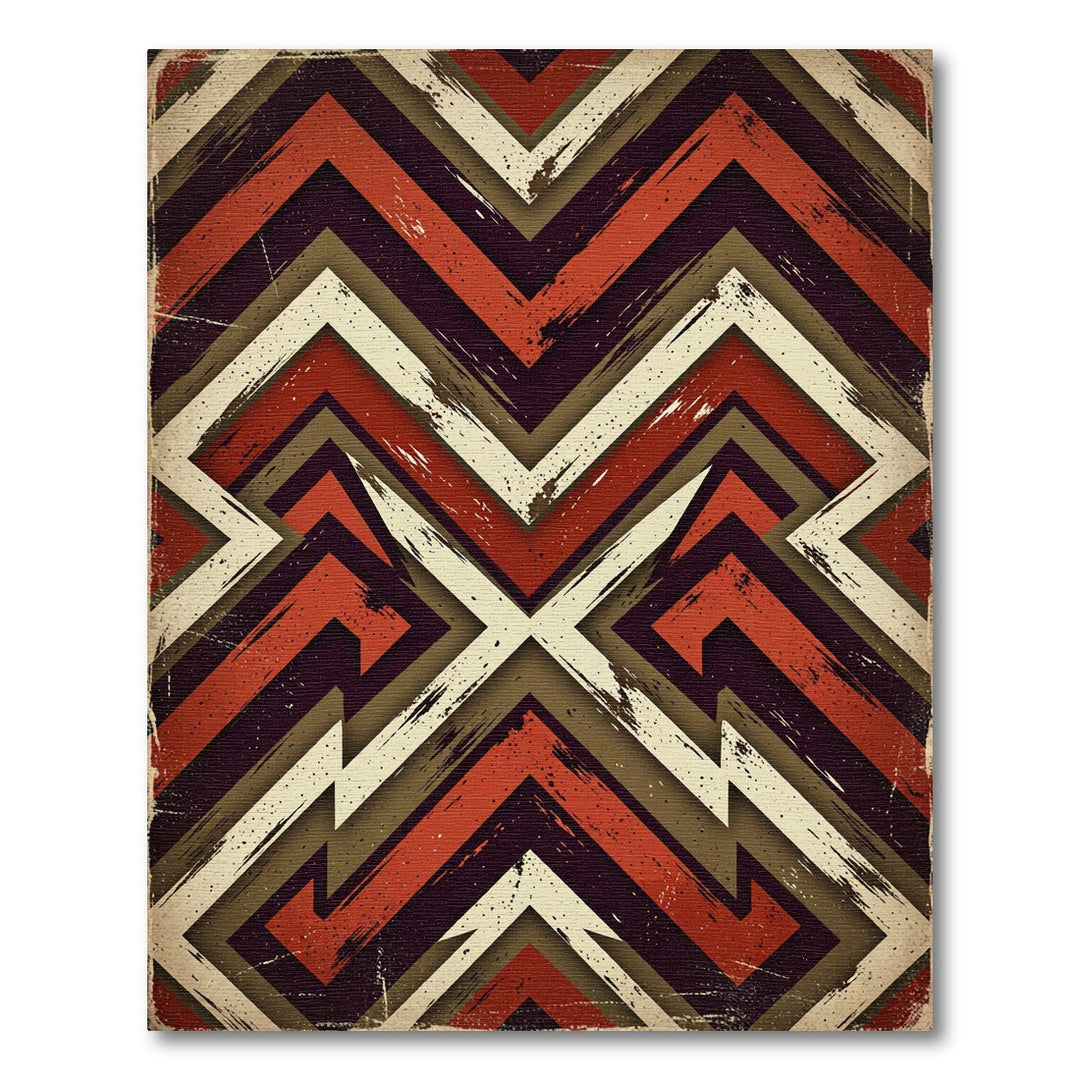 Retro Grunge Chevron Abstract Rug