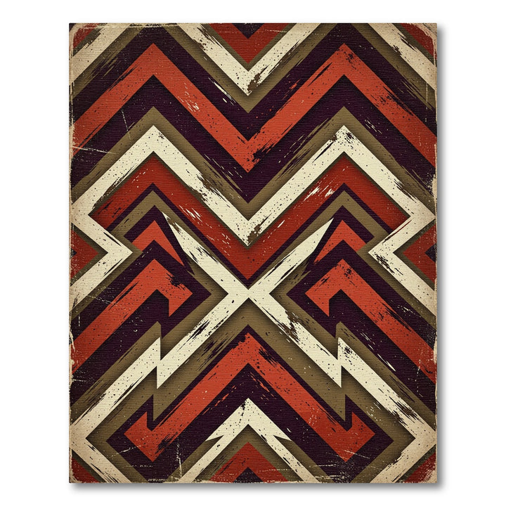 Retro Grunge Chevron Abstract Rug