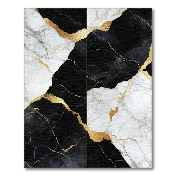 Black and White Black White Marble Gold Area Rug