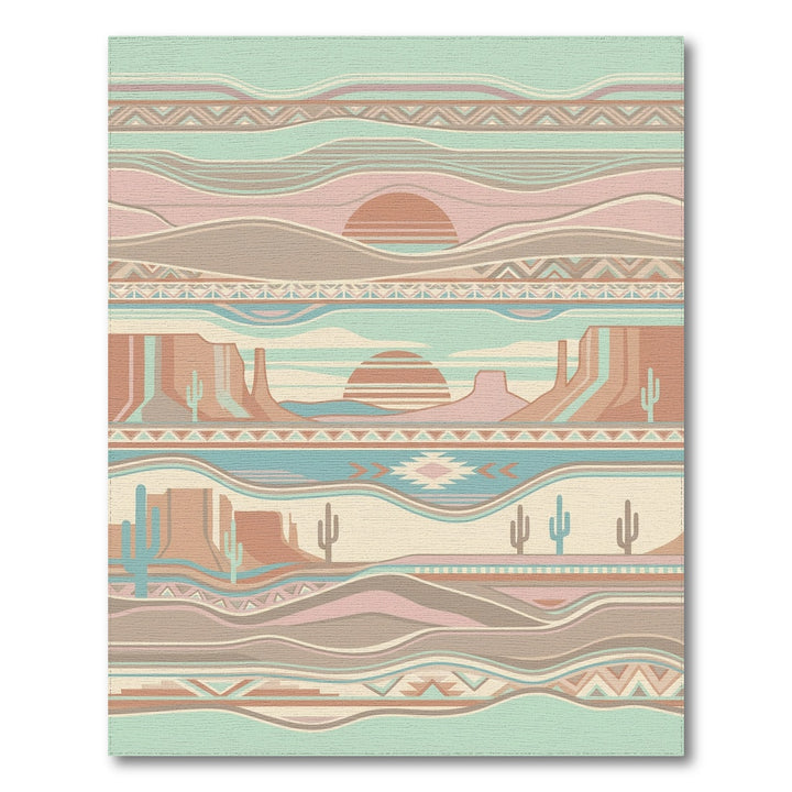 Southwestern Desert Landscape Sun Cacti Rug