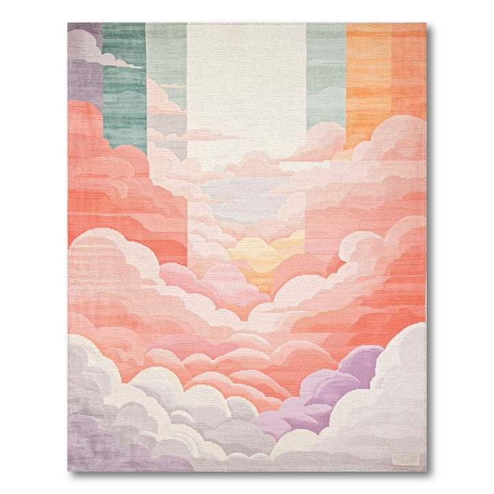 Pink Sunset Cloud Washable Area Rug