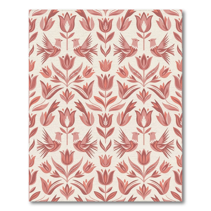 Retro Pink Floral Bird Harmony Rug