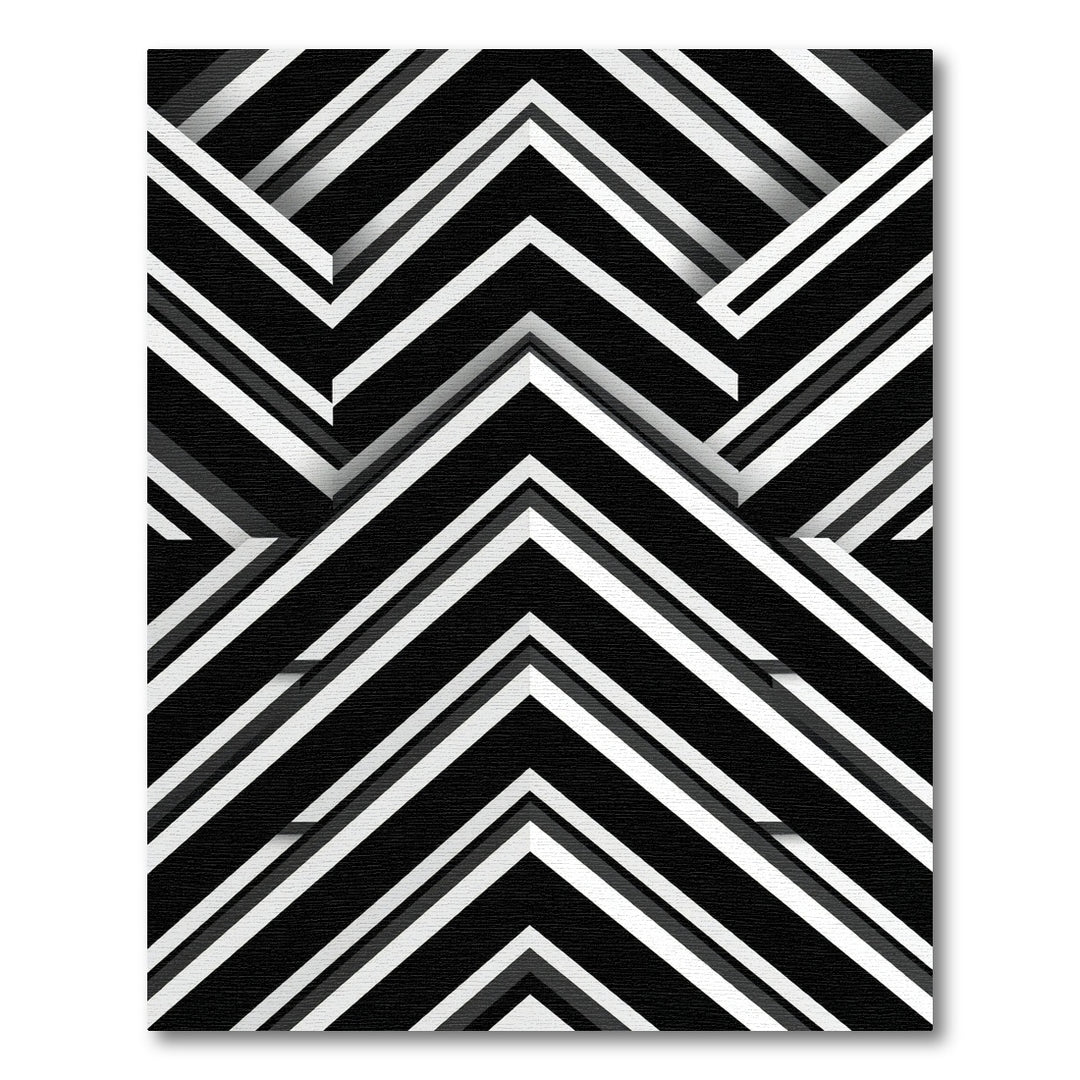 Monochrome Chevron Geometric Overlay Rug