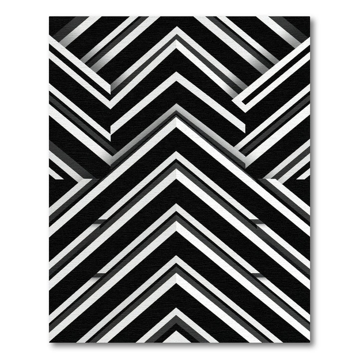 Monochrome Chevron Geometric Overlay Rug