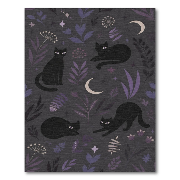 Mystic Black Cat Purple Area Rug