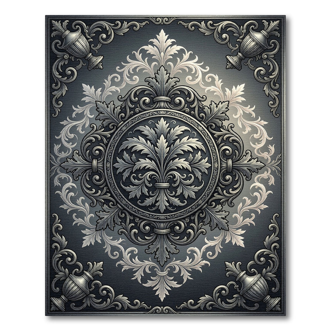 Opulent Silver Regal Flourish Rug