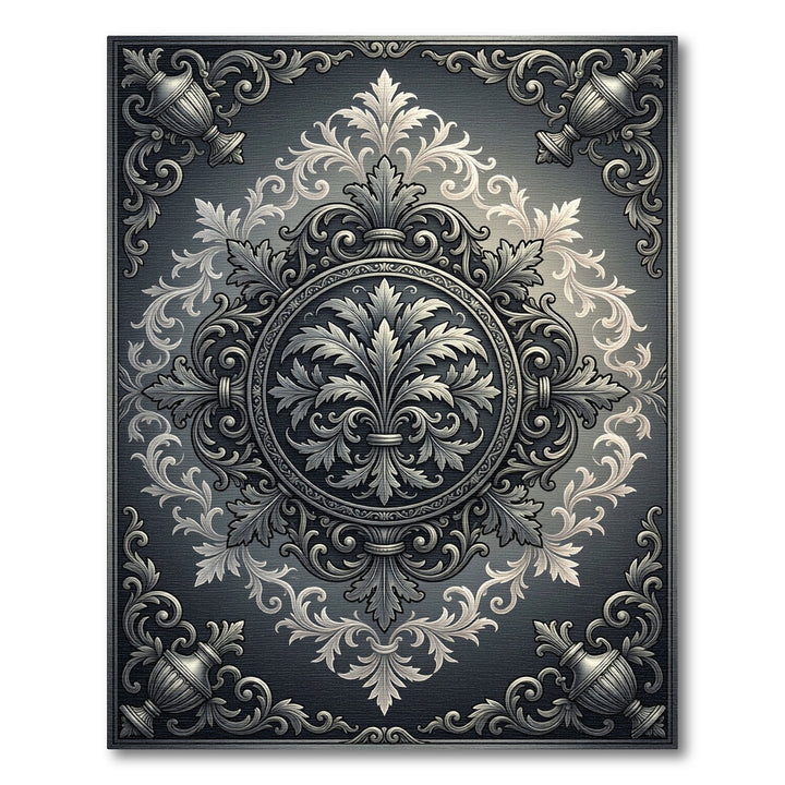 Opulent Silver Regal Flourish Rug