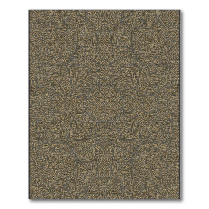 Gold and Silver Golden Medallion Traditional Persian Area Rug