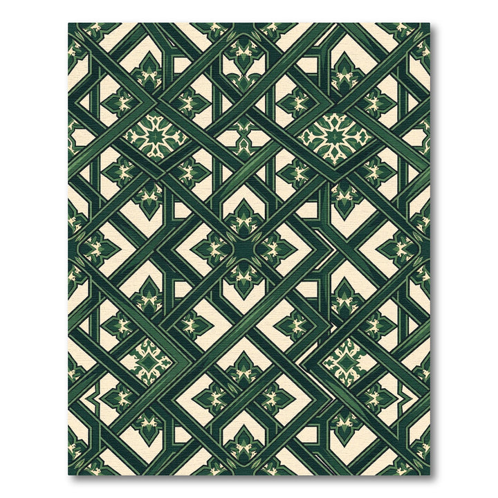 Emerald Green Interlocking Geometric Medallion Rug