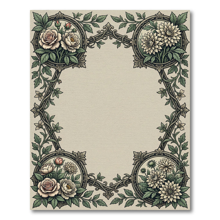 Vintage Rose Blossom Garden Frame Rug
