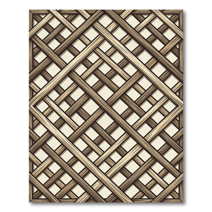 Woven Wood Lattice Diagonal Rug