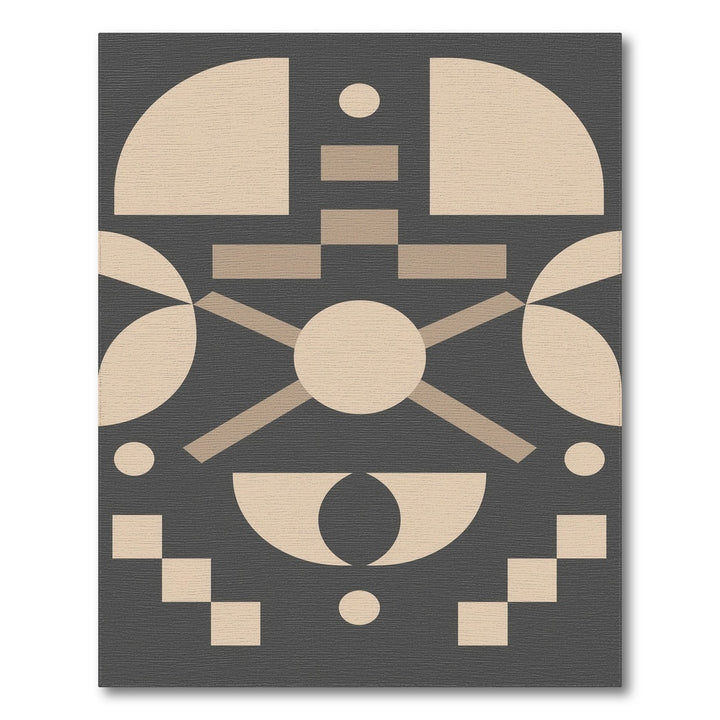 Beige Geometric Circular Area Rug