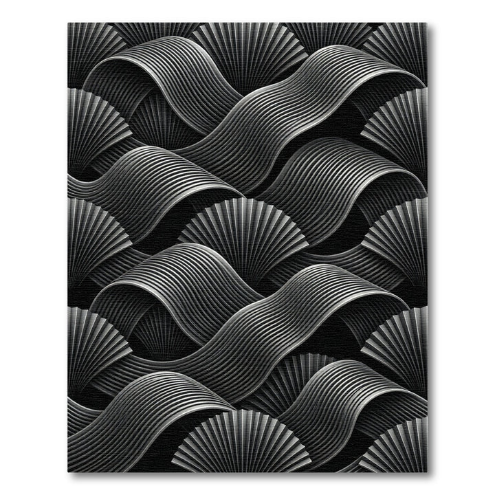3D Metallic Wave Fan Composition Rug