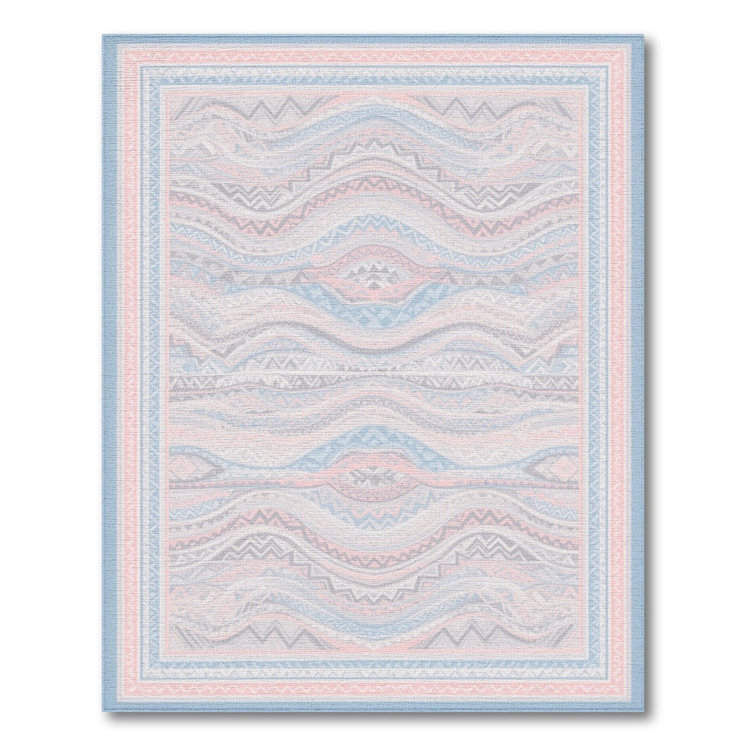 Pink Southwestern Wave Zigzag Area Rug