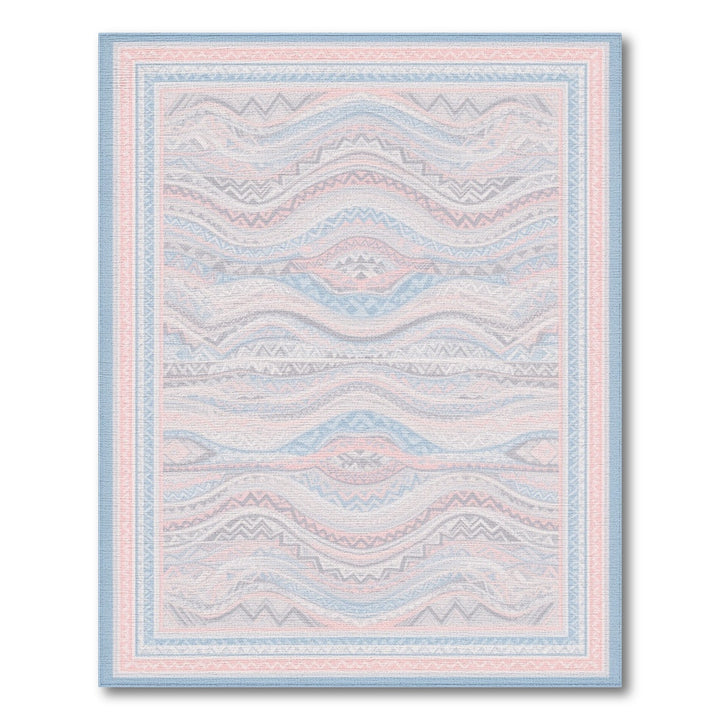 Pink Southwestern Wave Zigzag Area Rug