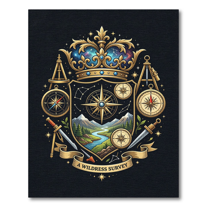 Cosmic Gold Compass Wilderness Survey Rug