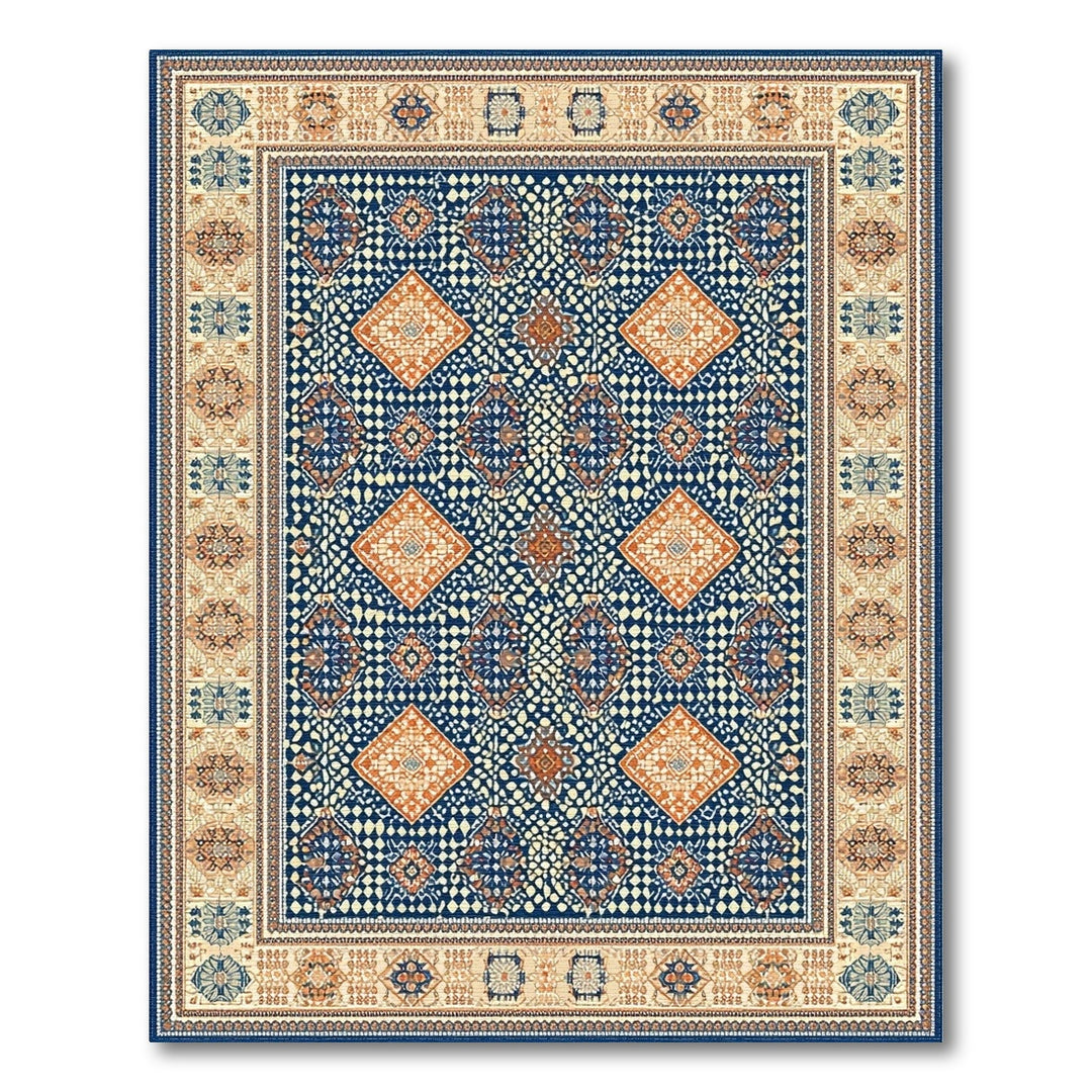 Blue Geometric Persian Area Rug