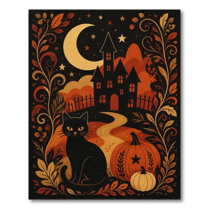 Halloween Black Cat Area Rug