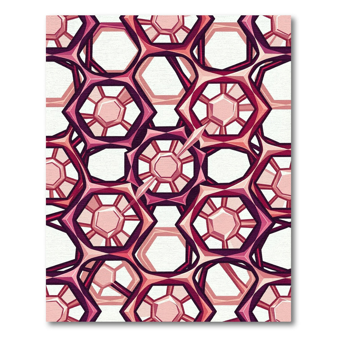 Crimson And Pink Geometric Faceted Jewel Rug