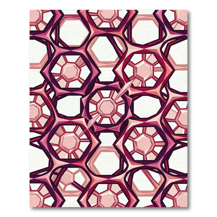Crimson And Pink Geometric Faceted Jewel Rug