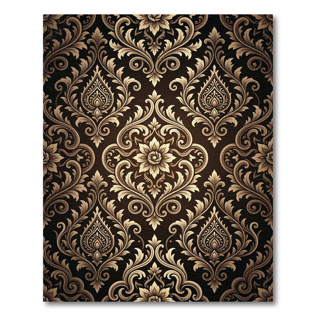 Antique Golden Floral Damask Rug