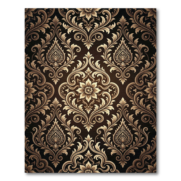Antique Golden Floral Damask Rug