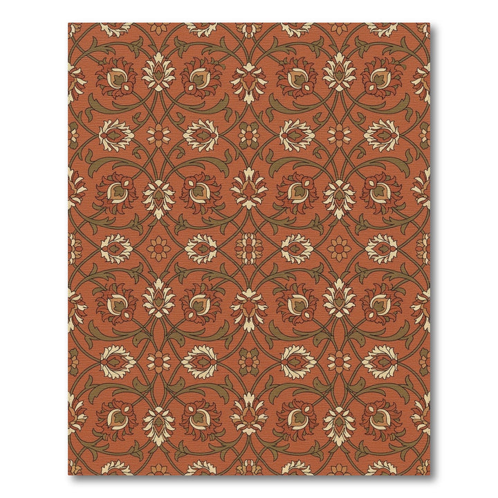 Warm Terracotta Floral Lattice Rug