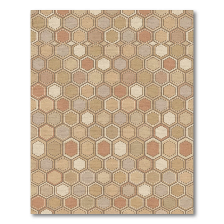 Earthy Tone Geometric Hexagon Rug