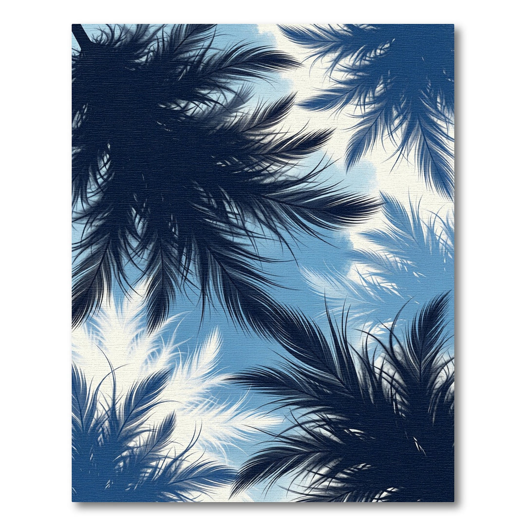 Deep Blue White Feathered Canopy Rug