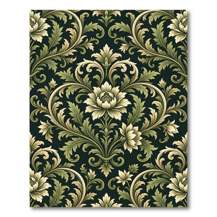 Classic Green Floral Scroll Rug