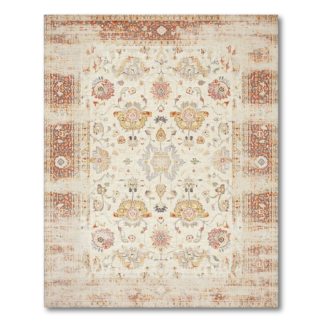 Vintage Floral Beige Area Rug