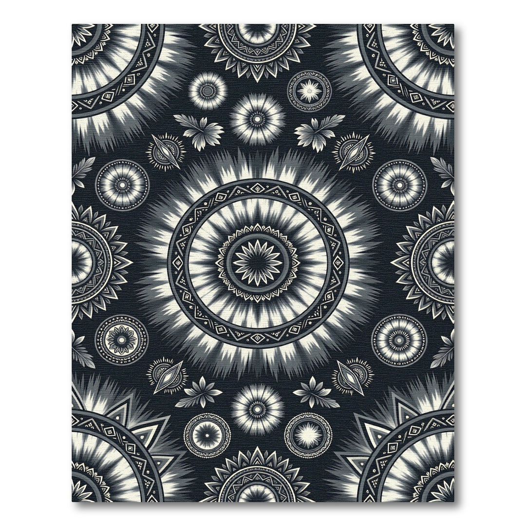 Monochromatic Radial Sunburst Medallion Rug