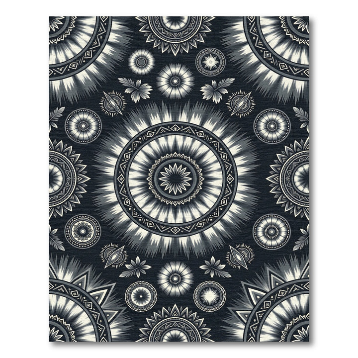Monochromatic Radial Sunburst Medallion Rug