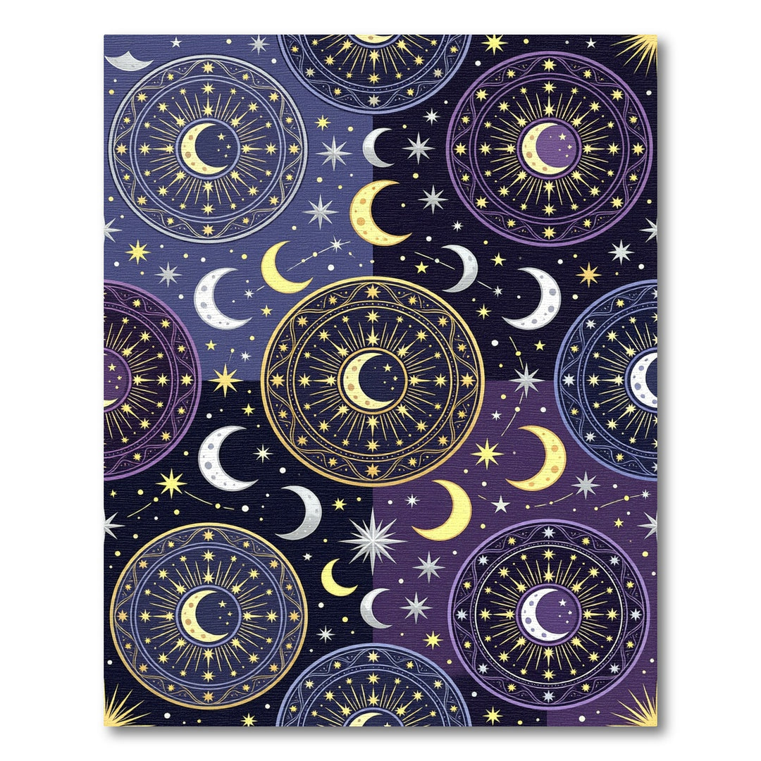 Celestial Moon Stars Medallion Rug