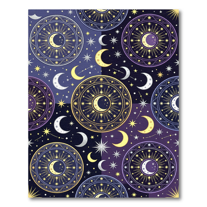 Celestial Moon Stars Medallion Rug