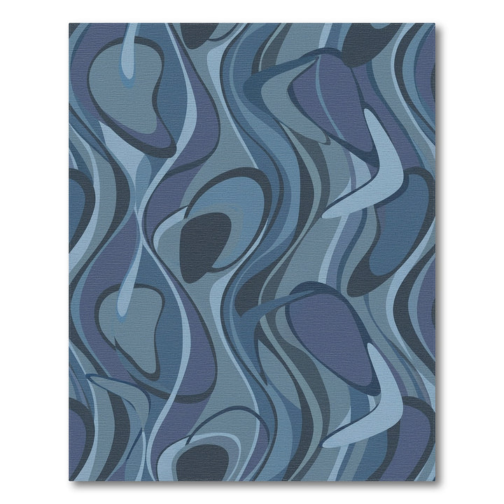 Deep Blue Swirl Abstract Forms Rug