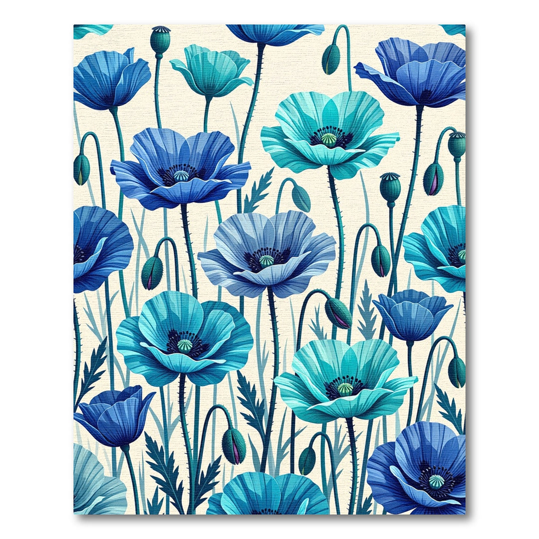 Ocean Blues Poppy Floral Runner Rug