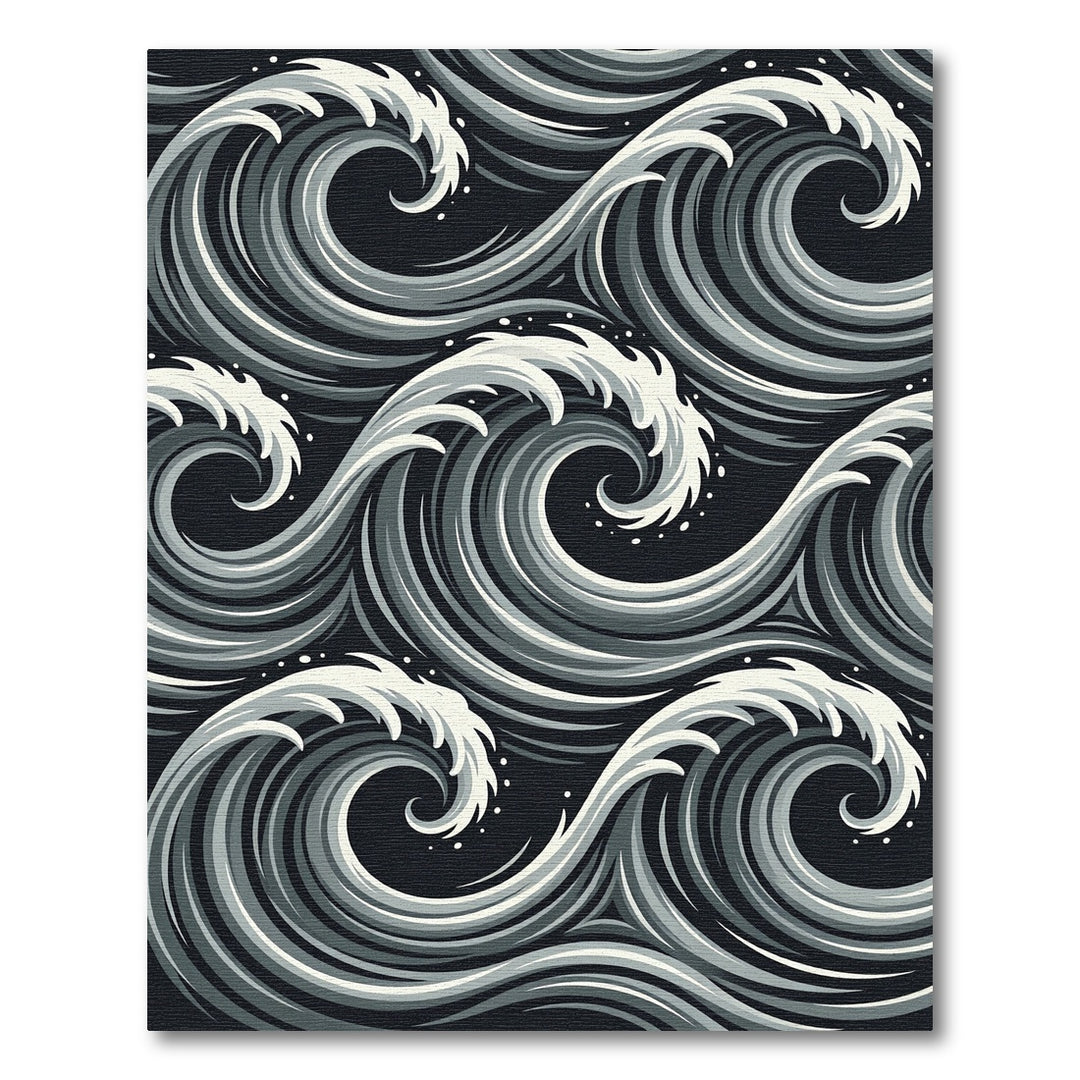 Monochromatic Swirling Ocean Waves Rug