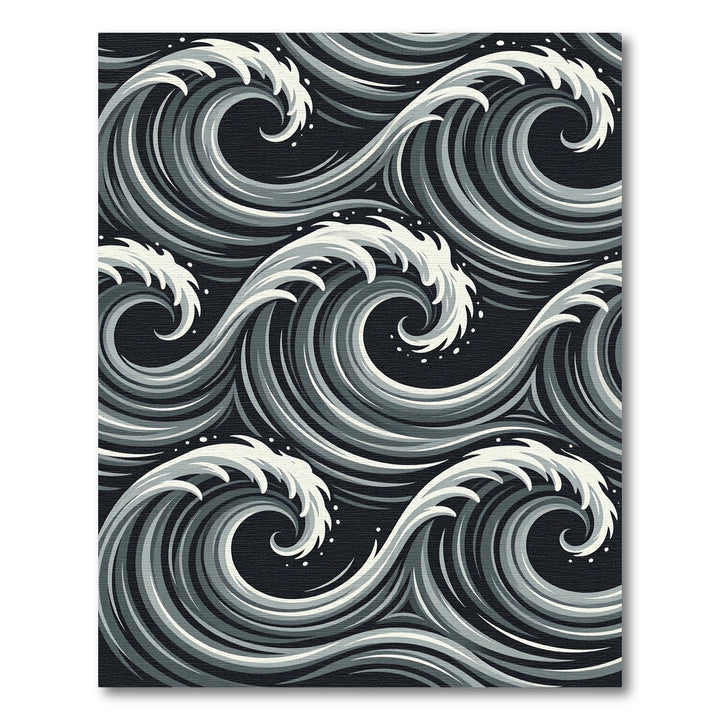 Monochromatic Swirling Ocean Waves Rug