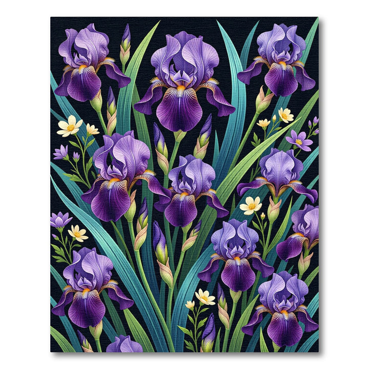 Victorian Purple Iris Floral Arrangement Rug