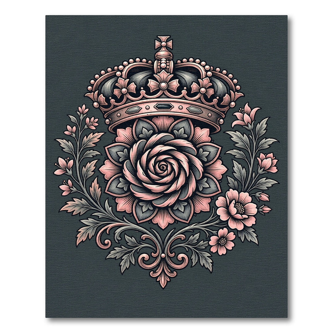 Rose Crown Elaborate Floral Crest Rug
