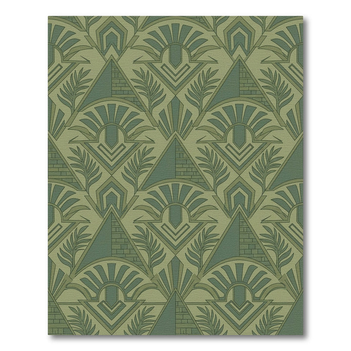 Art Deco Green Sunburst Foliage Rug
