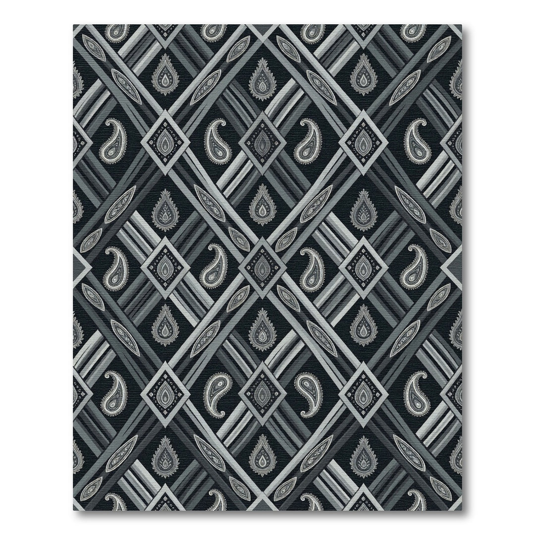 Grayscale Abstract Paisley Diamond Rug