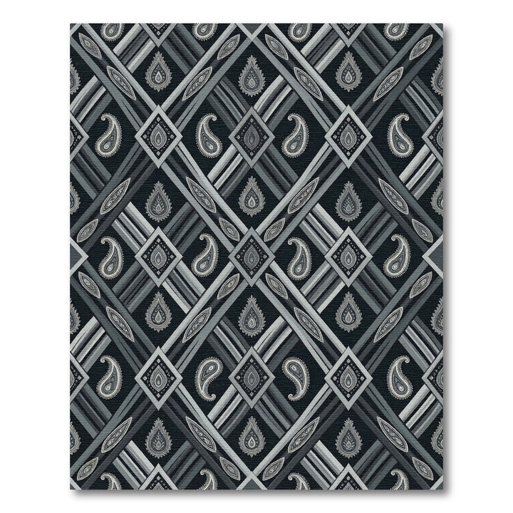 Grayscale Abstract Paisley Diamond Rug