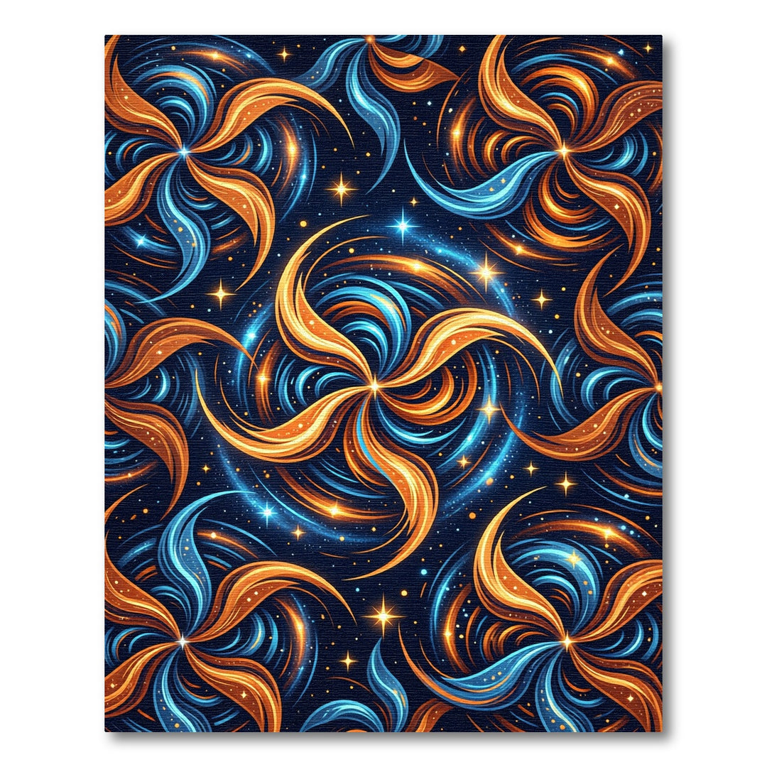 Cosmic Swirl Orange Blue Starburst Rug