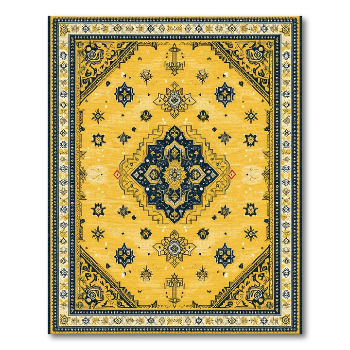 Traditional Persian Yellow Persian Medallion Area Rug