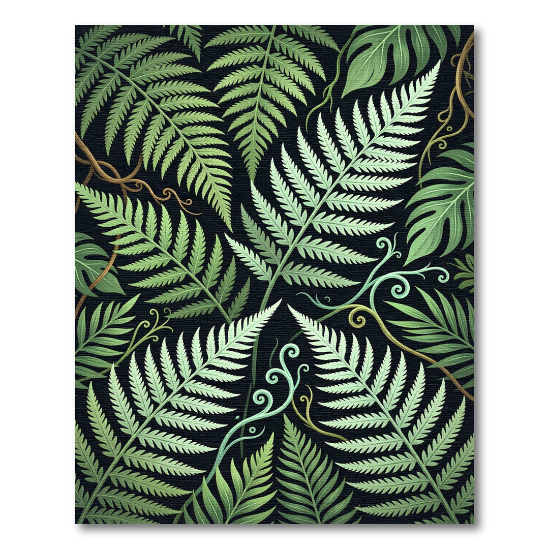 Lush Green Fern Forest Pattern Rug