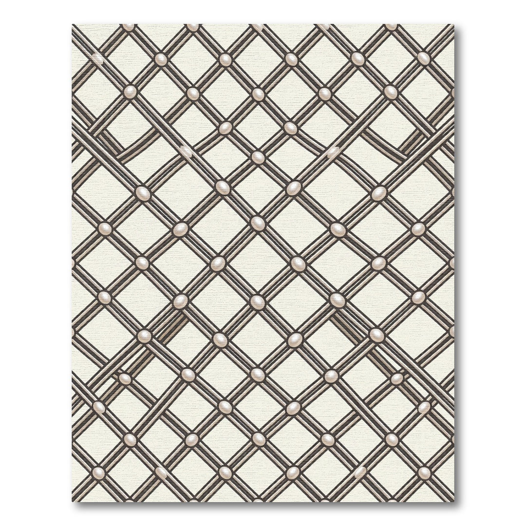 Elegant Pearl Lattice Diamond Rug