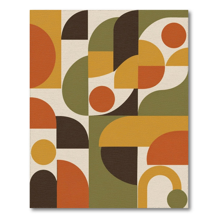 Warm Geometric Abstract Area Rug